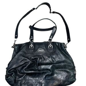 COACH Womens Black Leather Ashley Shoulder Bag Satchel Handbag Purse  #F15513